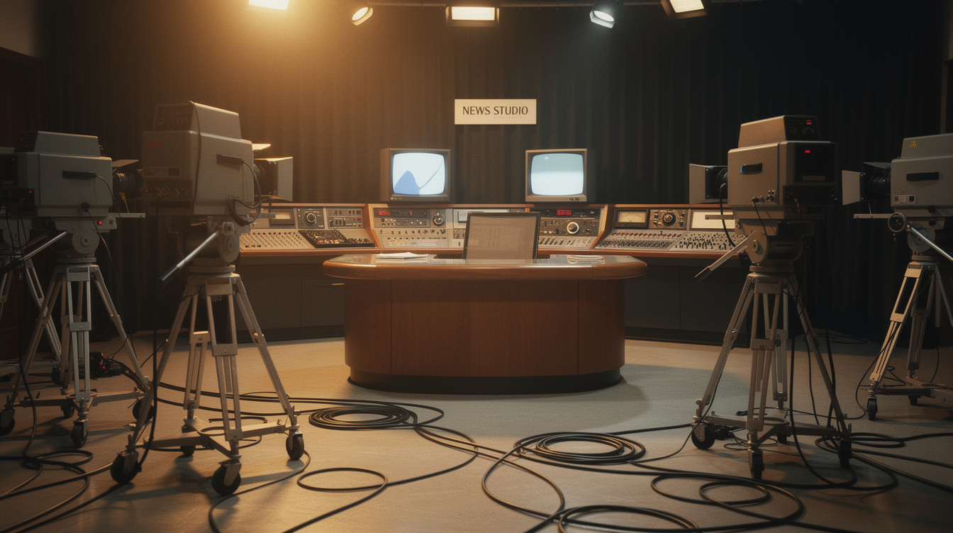 Vintage television studio equipment on display